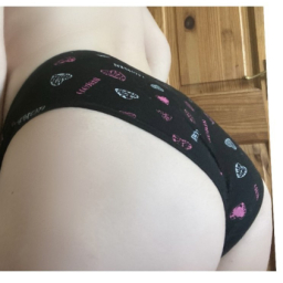 Black & Pink patterned cotton Panties